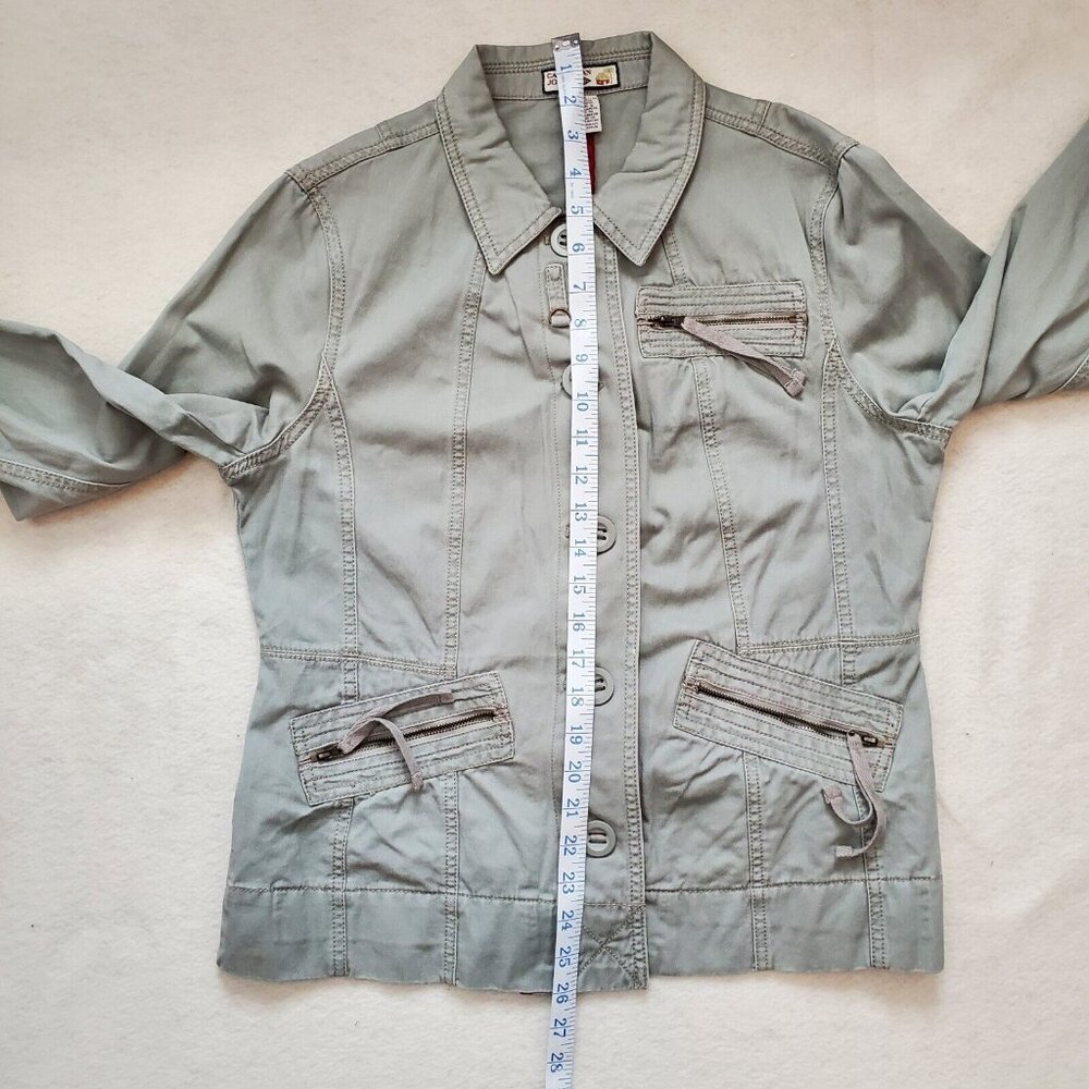 Carribean Joe Jacket Women's Size M Green Button Down Zipper Accent Pockets - Picture 6 of 6